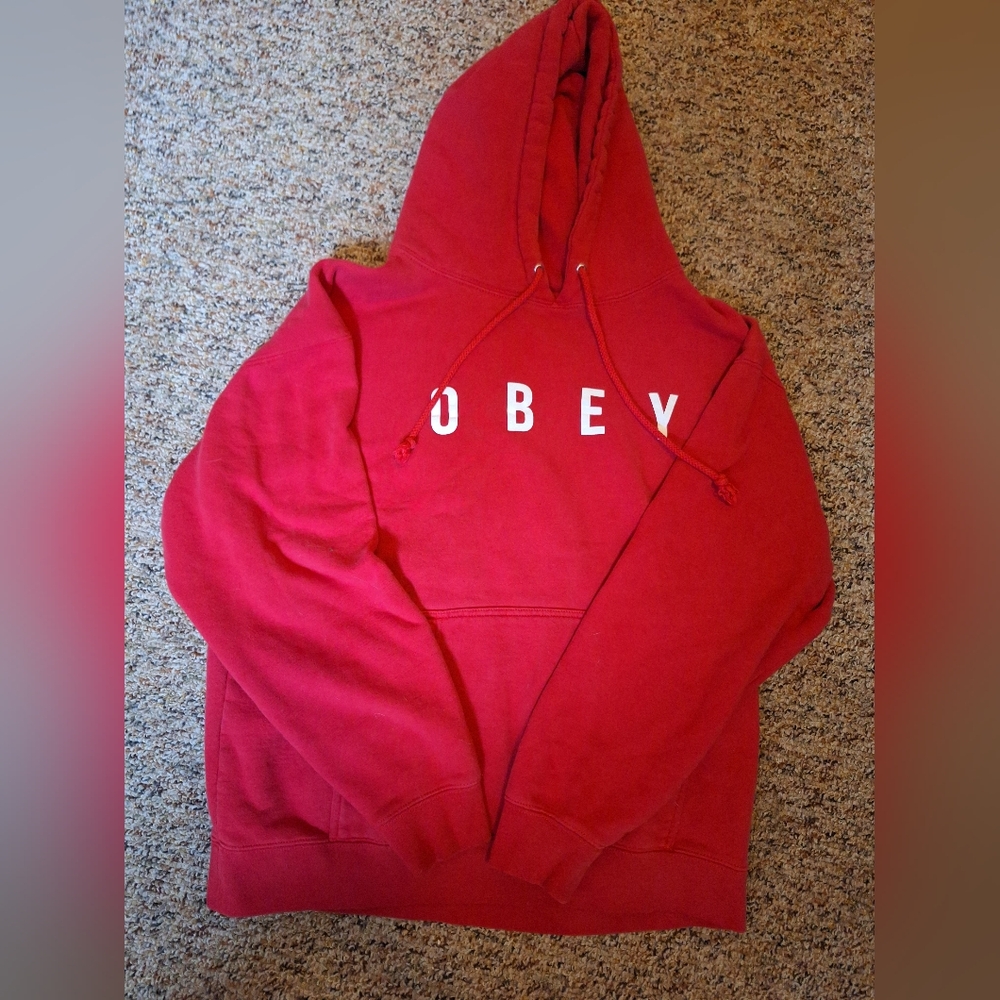 OBEY Red Spellout Hoodie